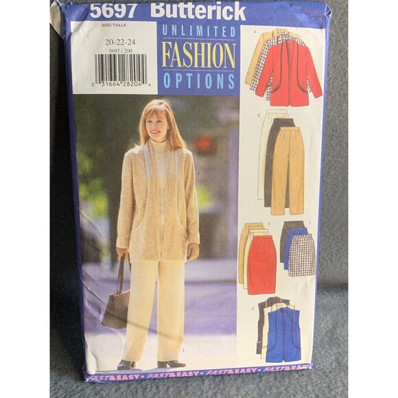 Butterick Misses Jacket Pants Vest Skirt Pants Sewing Pattern Sz 20-24 - Uncut - Picture 4 of 4